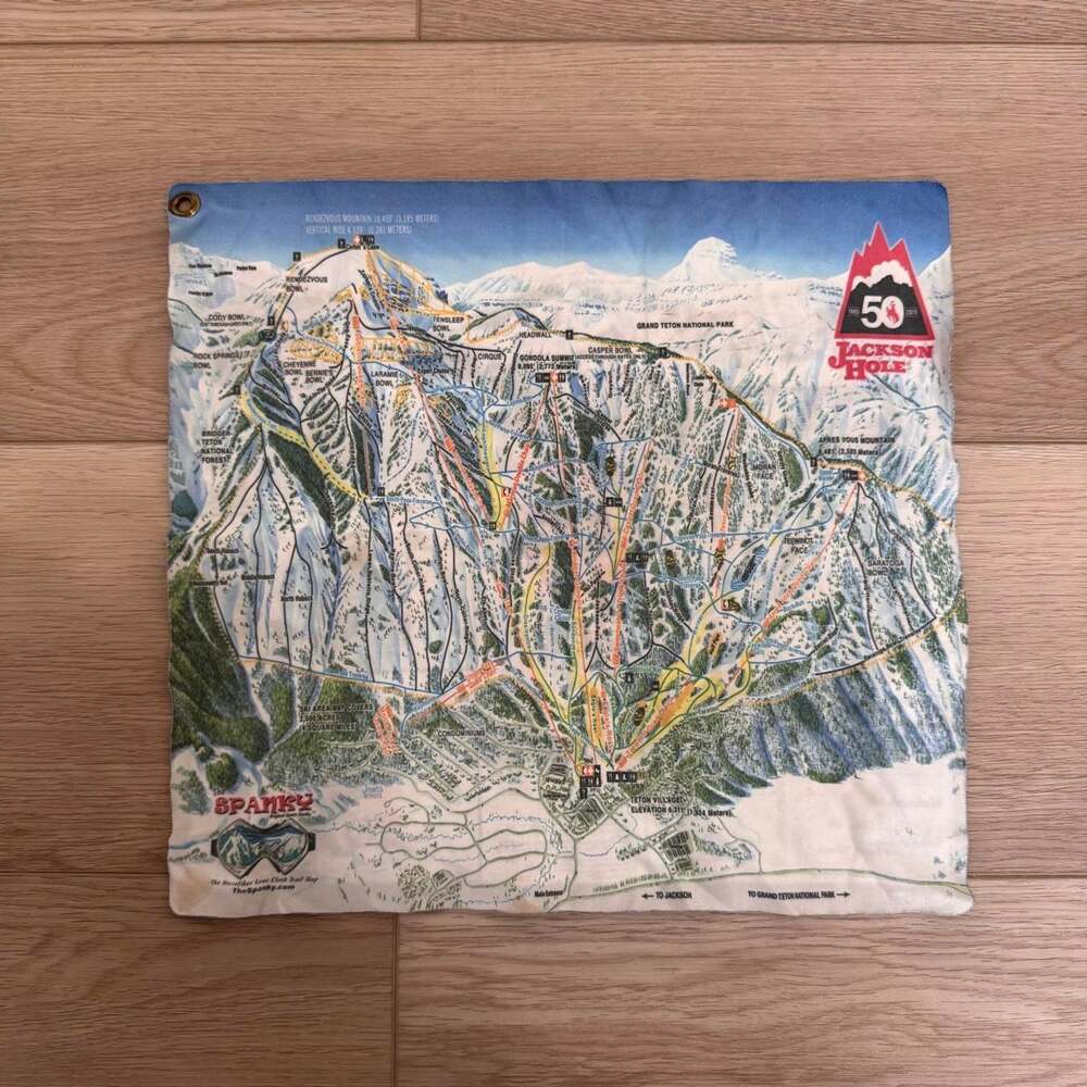 Jackson Hole 50th Anniversary Spanky Microfiber Lens Cloth Ski Trail Map